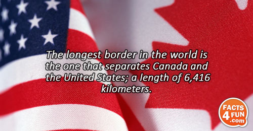 The longest border in the world is the one that separates Canada and the United States;