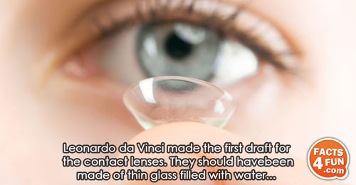 Leonardo da Vinci made the first draft for the contact lenses. They should have been made
