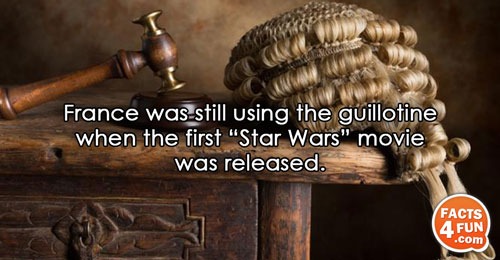 France was still using the guillotine when the first “Star Wars” movie was released.