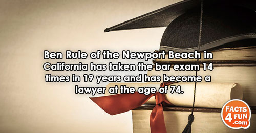 Ben Rule of the Newport Beach in California has taken the bar exam 14 times in