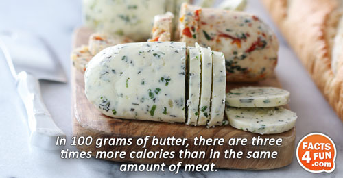 In 100 grams of butter, there are three times more calories than in the same amount