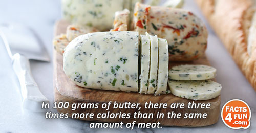 
In 100 grams of butter, there are three times more calories than in the same amount