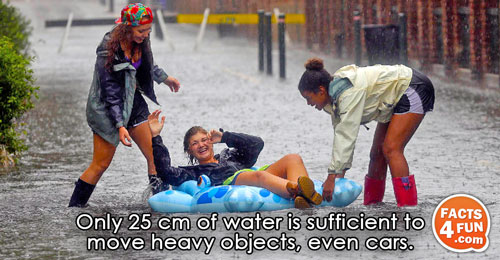
Only 25 cm of water is sufficient to move heavy objects, even cars.