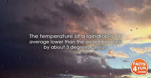 The temperature of a raindrop is on average lower than the air temperature by about 3
