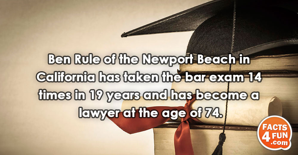 Ben Rule of the Newport Beach in California has taken the bar exam 14 times in