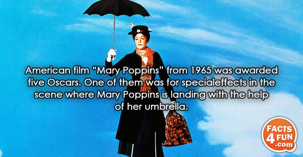 
American film “Mary Poppins” from 1965 was awarded five Oscars. One of them was for special