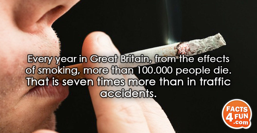 
Every year in Great Britain, from the effects of smoking, more than 100.000 people die. That