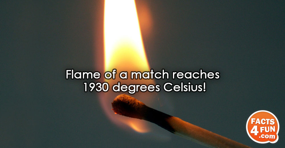 
Flame of a match reaches 1930 degrees Celsius!