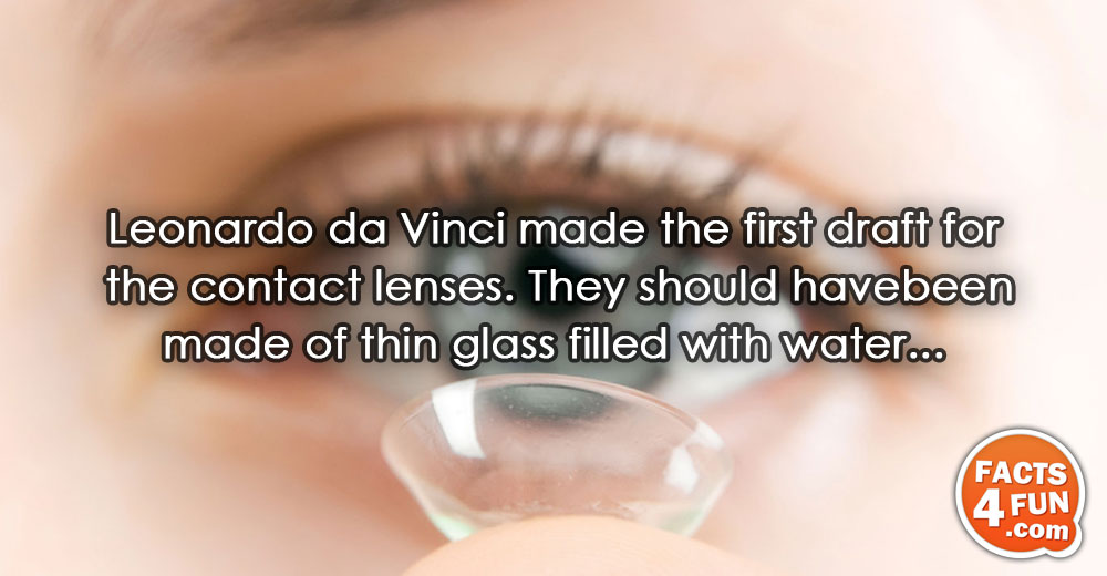 
Leonardo da Vinci made the first draft for the contact lenses. They should have been made