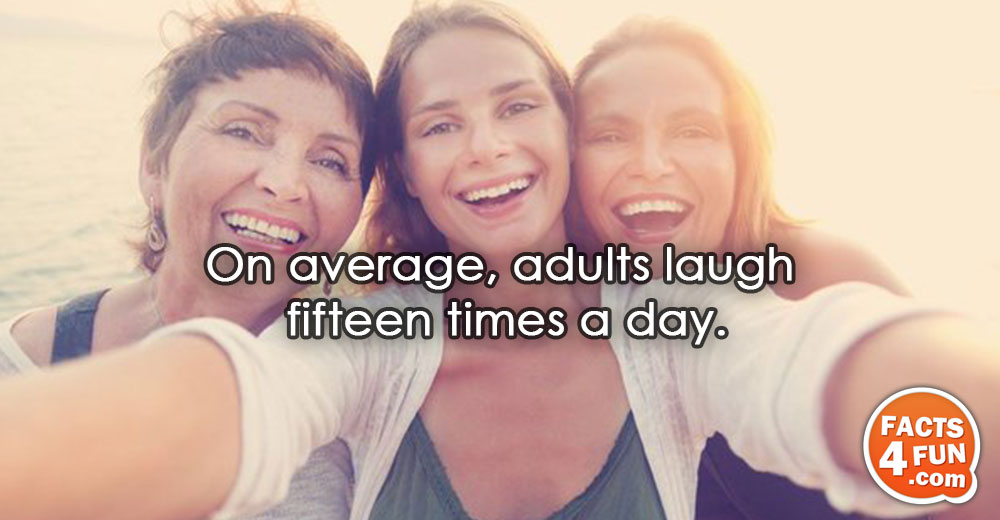 
On average, adults laugh fifteen times a day.