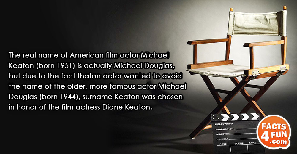 
The real name of American film actor Michael Keaton (born 1951) is actually Michael Douglas, but