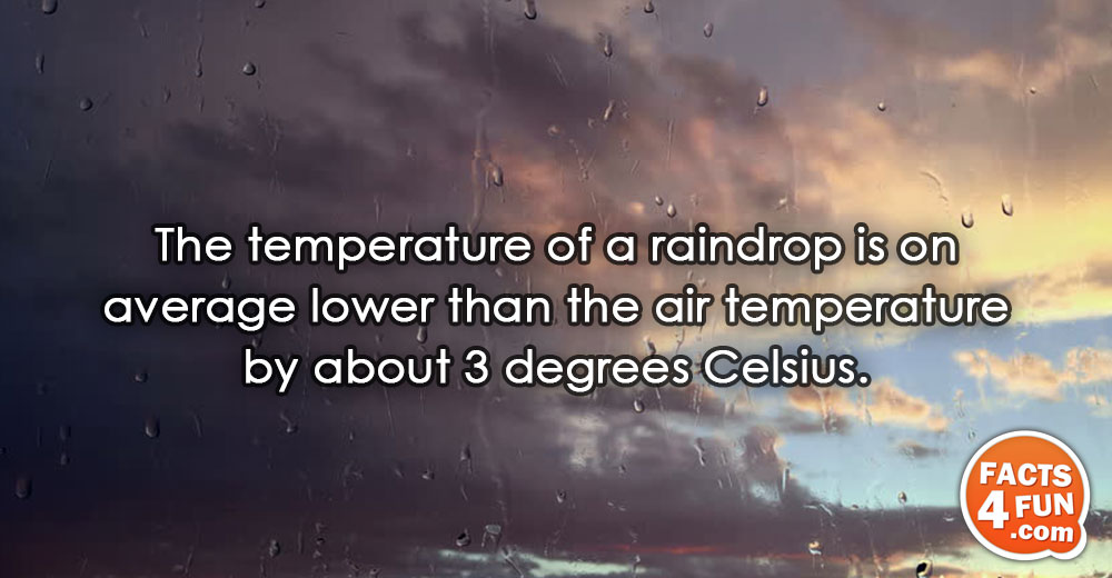 
The temperature of a raindrop is on average lower than the air temperature by about 3