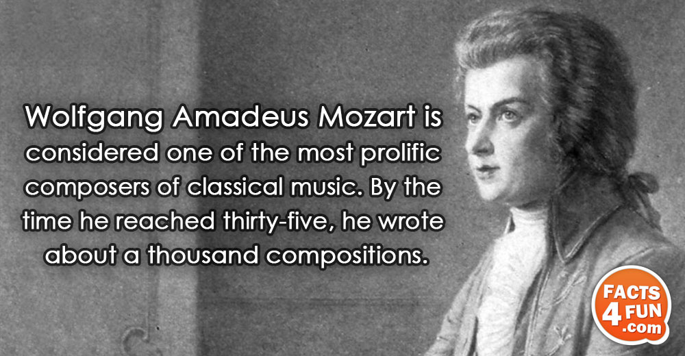 
Wolfgang Amadeus Mozart is considered one of the most prolific composers of classical music. By the