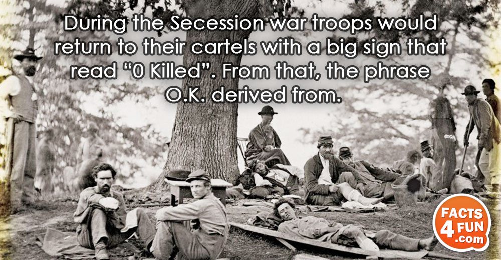 During the Secession war troops would return to their cartels with a big sign that read
