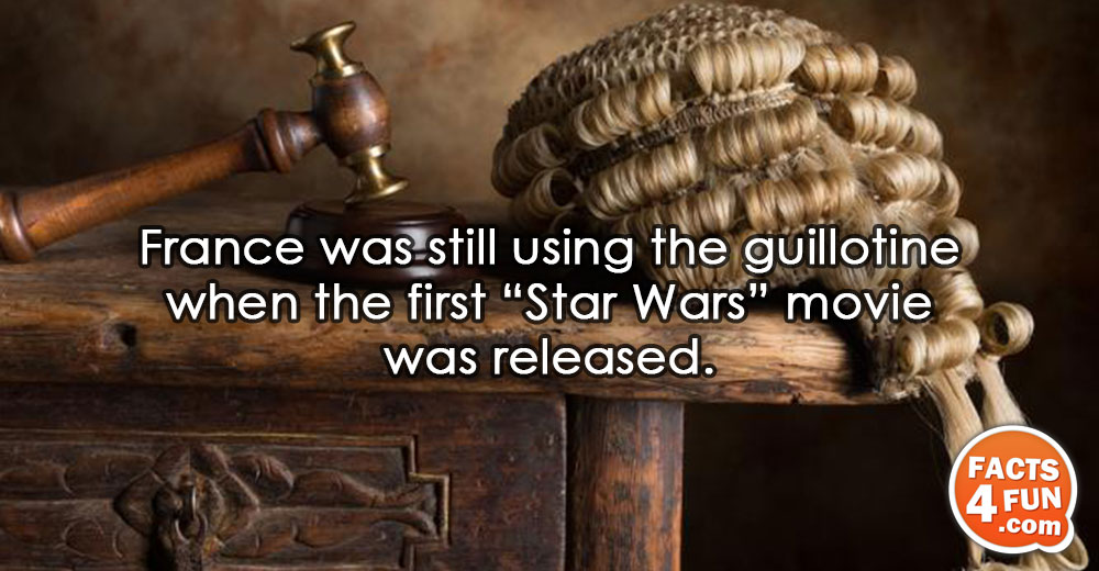 France was still using the guillotine when the first “Star Wars” movie was released.