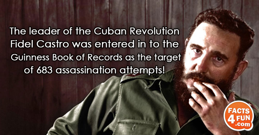 The leader of the Cuban Revolution Fidel Castro was entered in to the Guinness Book of